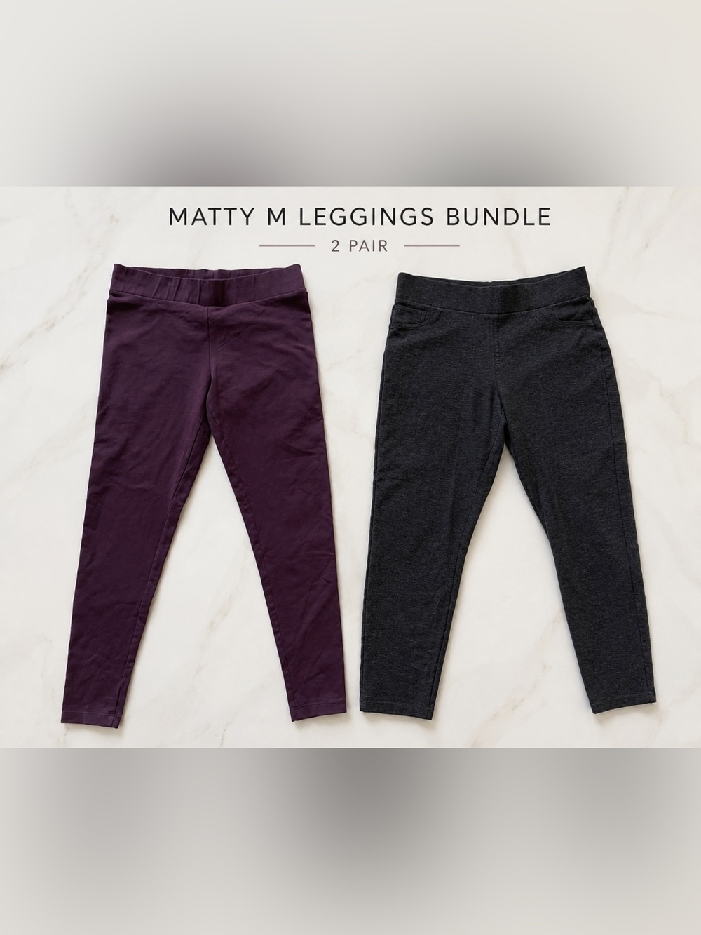 Matty 2 Leggings Bundle - Purple & Charcoal size Large